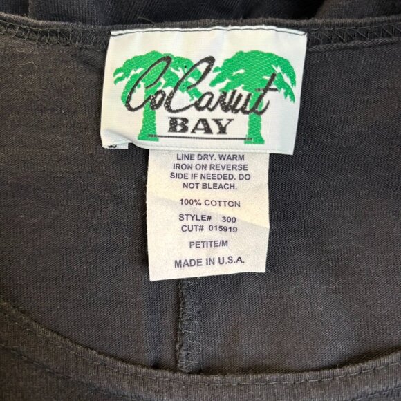 Vintage 90s Coconut Bay Black Petite Medium TShirt Dress Animal Stamped Painted - Picture 7 of 7